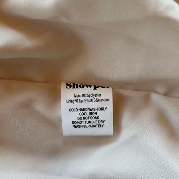 NWT Showpo. Tiahna Long Sleeve High Neck Ruffle Swiss Dot Dress in Cream Size 6 - Picture 9 of 15